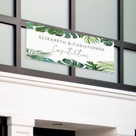 Tropische Blätter Island Herzlichen Glückwunsch Ho Banner (Äußeres Gebäude)