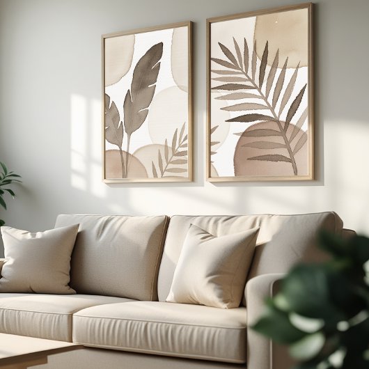 Tropische Blätter - Japandi Set - Wall Art - Minim