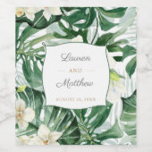 Tropische Blätter Jungle Foliage Polterabend Weinetikett (Einzelnes Label)