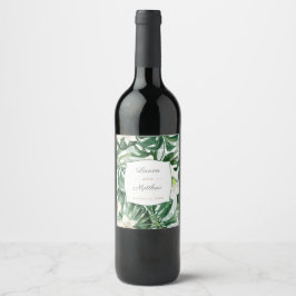 Tropische Blätter Jungle Foliage Polterabend Weinetikett