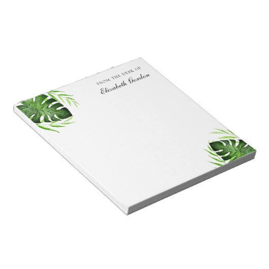Tropische Blätter Jungle Script Personalisiert Chi Notizblock (angewinkelt)