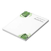 Tropische Blätter Jungle Script Personalisiert Chi Notizblock (Rotiert)