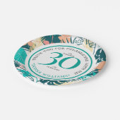 Tropische Blätter Kollage 30. Geburtstagsfeier Pappteller (Schrägansicht)