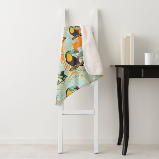 Tropische Blätter können nahtloses Muster Sherpadecke (Beispiel)