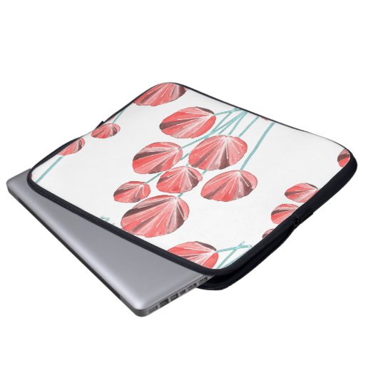 Tropische Blätter: Kreatives, handgezeichnetes Mus Laptopschutzhülle (Vorne Knopf)