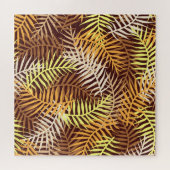 Tropische Blätter Leaf Naturemuster Brauner Orange Puzzle (Horizontal)