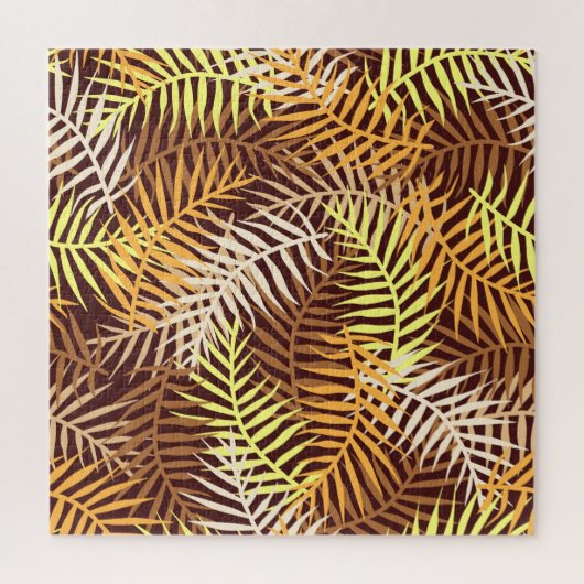 Tropische Blätter Leaf Naturemuster Brauner Orange Puzzle (Vertikal)