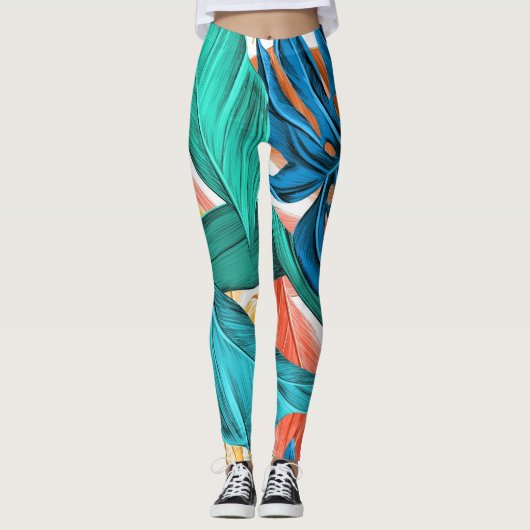 Tropische Blätter Leggings (Vorderseite)
