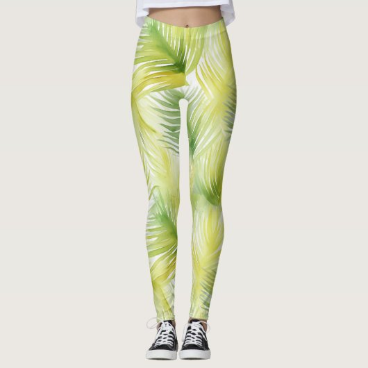 Tropische Blätter Leggings (Vorderseite)