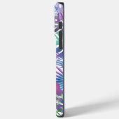 Tropische Blätter, Lila Name, weiß Case-Mate iPhone Hülle (Rückseite / Links)