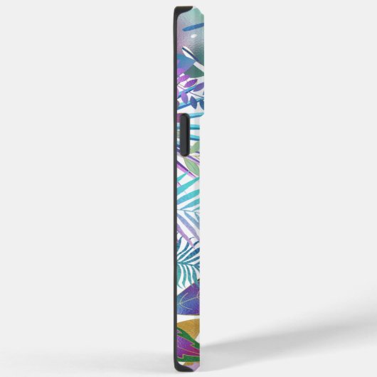 Tropische Blätter, Lila Name, weiß Case-Mate iPhone Hülle (Rückseite / Rechts)