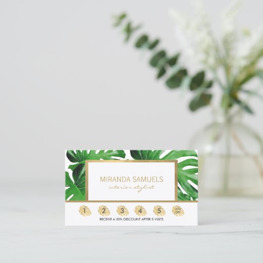 Tropische Blätter Loyalität Treuekarte (Stehend Vorderseite)