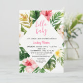 Tropische Blätter Luau Baby Shower Einladungskarte Einladung (Stehend Vorderseite)