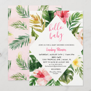 Tropische Blätter Luau Baby Shower Einladungskarte Einladung