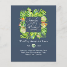 Tropische Blätter Luau Hochzeitsempfang Invi