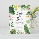 Tropische Blätter Luau Wedding retten Terminkarten Einladung (Stehend Vorderseite)