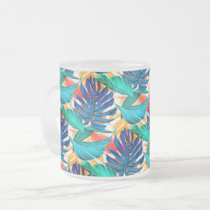 Tropische Blätter Mattierte Glass Kaffee Tasse
