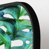 Tropische Blätter mit Gold Glitzer Beach Monogram Pickleball Schläger (Linke Seite)