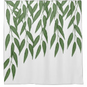 Tropische Blätter mit grünem, naturweißem Blattwer Duschvorhang (Vorderseite)