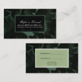 Tropische Blätter mit grünem und schwarzem Chic Empfehlungskarte (Vorne/Hinten)