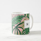Tropische Blätter mit grüner Blüte Kaffeetasse (VorderseiteRechts)