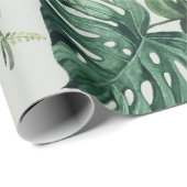 Tropische Blätter mit grüner Wasserfarbe Geschenkpapier (Rolleneckpunkt)