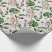 Tropische Blätter mit grüner Wasserfarbe Weiße Blu Geschenkpapier (Ecke)