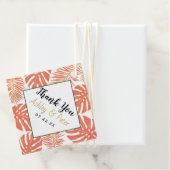 Tropische Blätter mit Korallen und Gold Hochzeit D Geschenkanhänger (Beispiel)