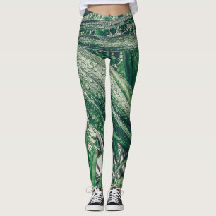 Tropische Blätter mit Regentropfen Leggings