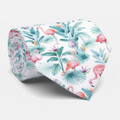 Tropische Blätter mit rosa Flamingo Krawatte (Gerollt)