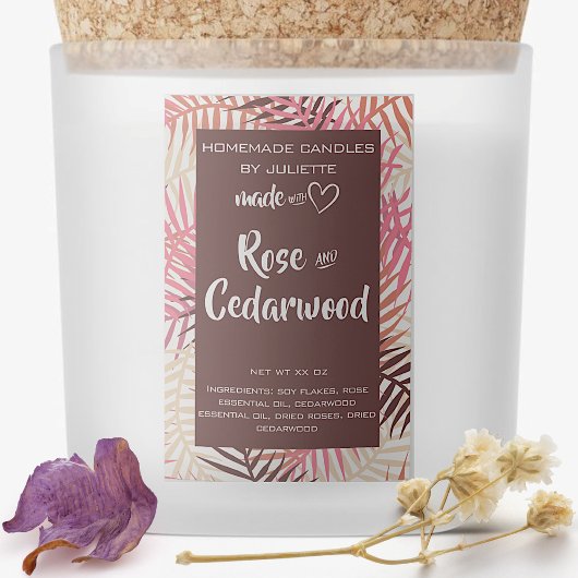 Tropische Blätter mit Sojascreme Pink Burgundy Pac Lebensmitteletikett