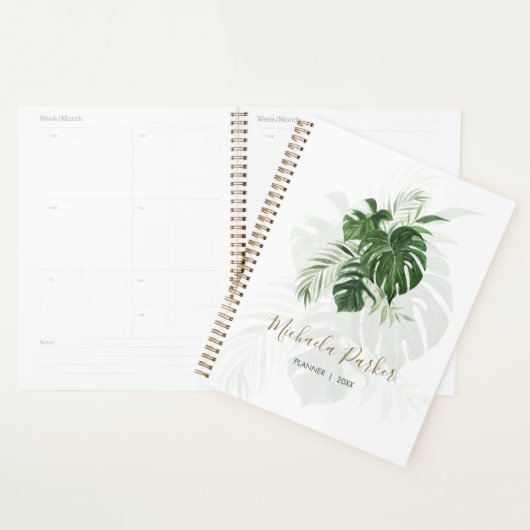 Tropische Blätter Moderne Elegante Personalisiert Planer (Anzeige)