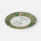 Tropische Blätter Moderne Grün, Gold rustikale Hoc Pappteller (Schrägansicht)