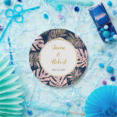 Tropische Blätter Moderne Rosa, Goldmedaillen Hoch Pappteller (Party)