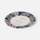 Tropische Blätter Moderne Rosa, Goldmedaillen Hoch Pappteller (Schrägansicht)