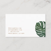 Tropische Blätter Moderne Visitenkarte (Rückseite)