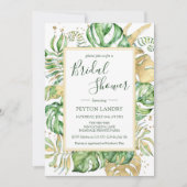 Tropische Blätter Modernes Gold Frame Brautparty Einladung (Vorderseite)