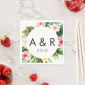 Tropische Blätter Monogram Hawaiian Wedding Serviette (Beispiel)