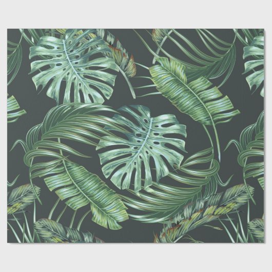 Tropische Blätter, Monstera, Bananenblätter, Dschu Geschenkpapier (Flach)