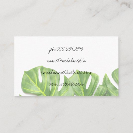 Tropische Blätter | Monstera-Blätter Visitenkarte (Rückseite)