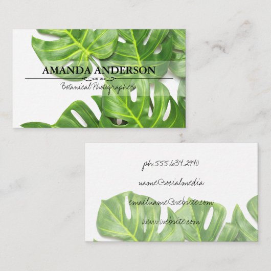 Tropische Blätter | Monstera-Blätter Visitenkarte (Vorne/Hinten)