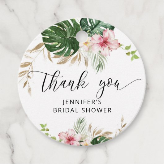 Tropische Blätter, Monstera-Brautparty bevorzugen Geschenkanhänger (Vorderseite)