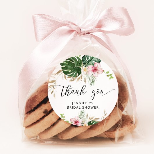 Tropische Blätter, Monstera-Brautparty Runder Aufkleber