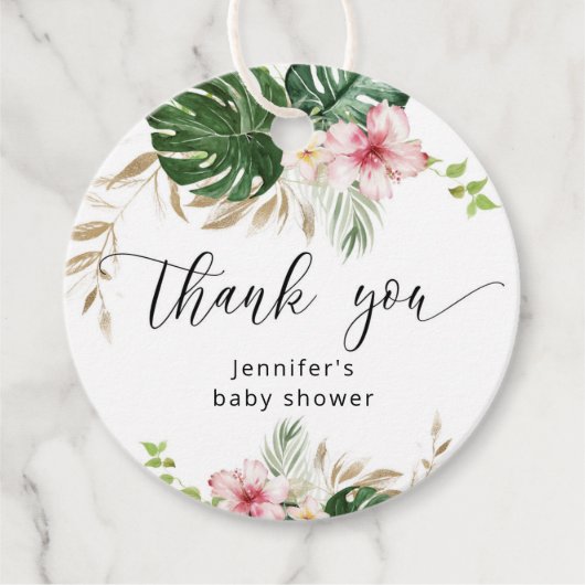 Tropische Blätter Monstera Girl Dusche Geschenkanhänger (Vorderseite)