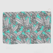 Tropische Blätter Monstera Golfhandtuch (Horizontal)
