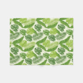 Tropische Blätter & Monstera Nahtloses Muster Fleecedecke (Vorderseite (Horizontal))