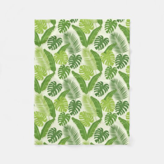 Tropische Blätter & Monstera Nahtloses Muster Fleecedecke (Vorderseite)