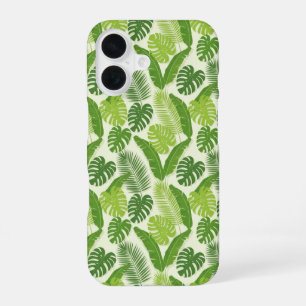 Tropische Blätter & Monstera Nahtloses Muster iPhone 16 Hülle