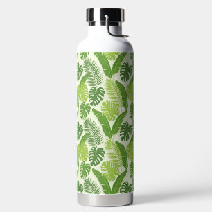 Tropische Blätter & Monstera Nahtloses Muster Trinkflasche