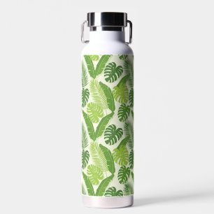 Tropische Blätter & Monstera Nahtloses Muster Trinkflasche